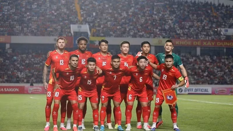 Đội tuyển Việt Nam vừa giành chiến thắng 4-0 trong trận giao hữu với Myanmar trên sân vận động Thái Nguyên. (Ảnh: VFF)