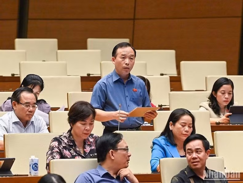 Đại biểu Trần Văn Tuấn (đoàn Bắc Giang) tham gia ý kiến thảo luận. (Ảnh: DUY LINH)