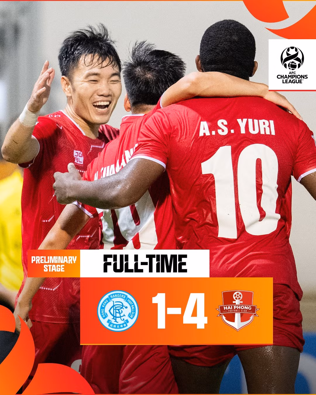 Hải Phòng FC giành chiến thắng 4-1 trước Rangers. Ảnh: AFC