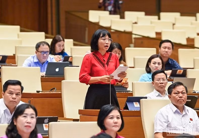 Đại biểu Nguyễn Thị Việt Nga ủng hộ phương án đổi tên luật thành Luật Căn cước. (Ảnh: DUY LINH)