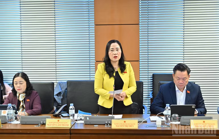 Đại biểu Nguyễn Thị Thủy (Đoàn Thái Nguyên). (Ảnh: DUY LINH)