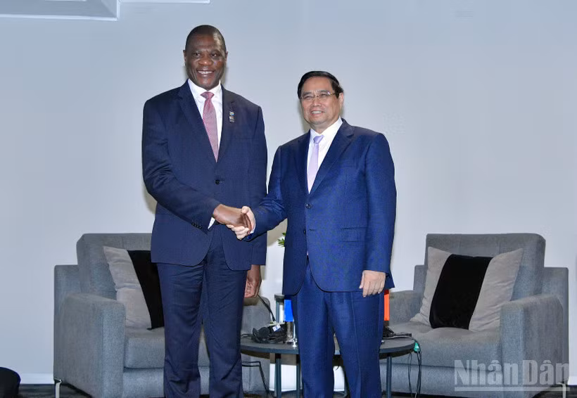 Thủ tướng Chính phủ Phạm Minh Chính đã có cuộc gặp với Phó Tổng thống Nam Phi Paul Mashatile. (Ảnh: THANH GIANG)