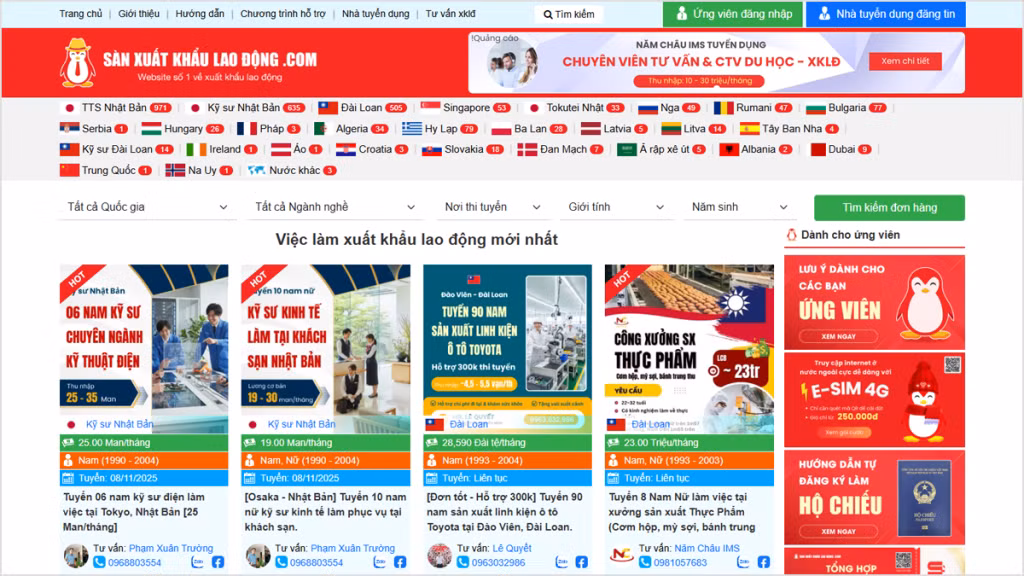 Sàn xuất khẩu lao động .com - Nền tảng kết nối xuất khẩu lao động.