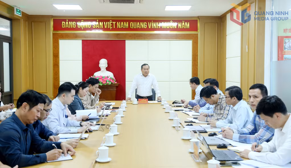 Đồng chí Vũ Đại Thắng, Ủy viên Trung ương Đảng, Bí thư Tỉnh ủy, Trưởng Đoàn ĐBQH tỉnh, phát biểu chỉ đạo tại buổi làm việc.