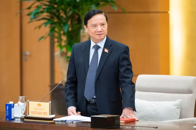 Phó Chủ tịch Quốc hội Nguyễn Khắc Định phát biểu ý kiến tại phiên họp. (Ảnh: DUY LINH)
