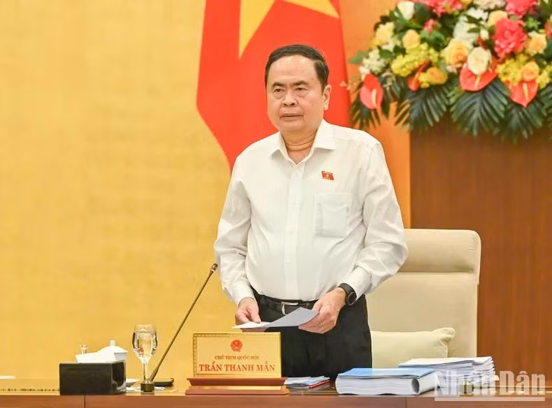 Chủ tịch Quốc hội Trần Thanh Mẫn phát biểu khai mạc phiên họp. (Ảnh: DUY LINH)