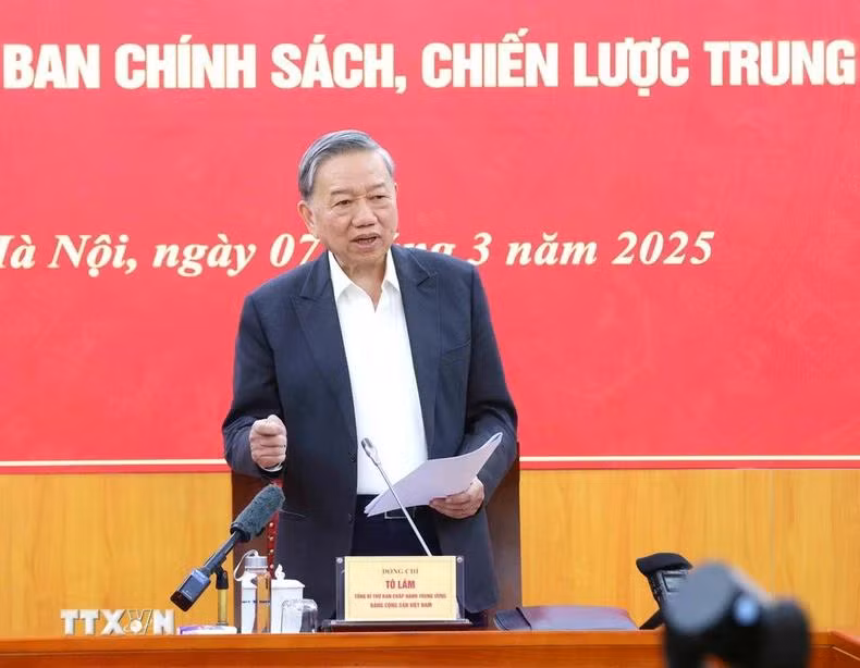 Tổng Bí thư Tô Lâm đánh giá các giải pháp mà Ban Chính sách, chiến lược Trung ương đề xuất là khá toàn diện.