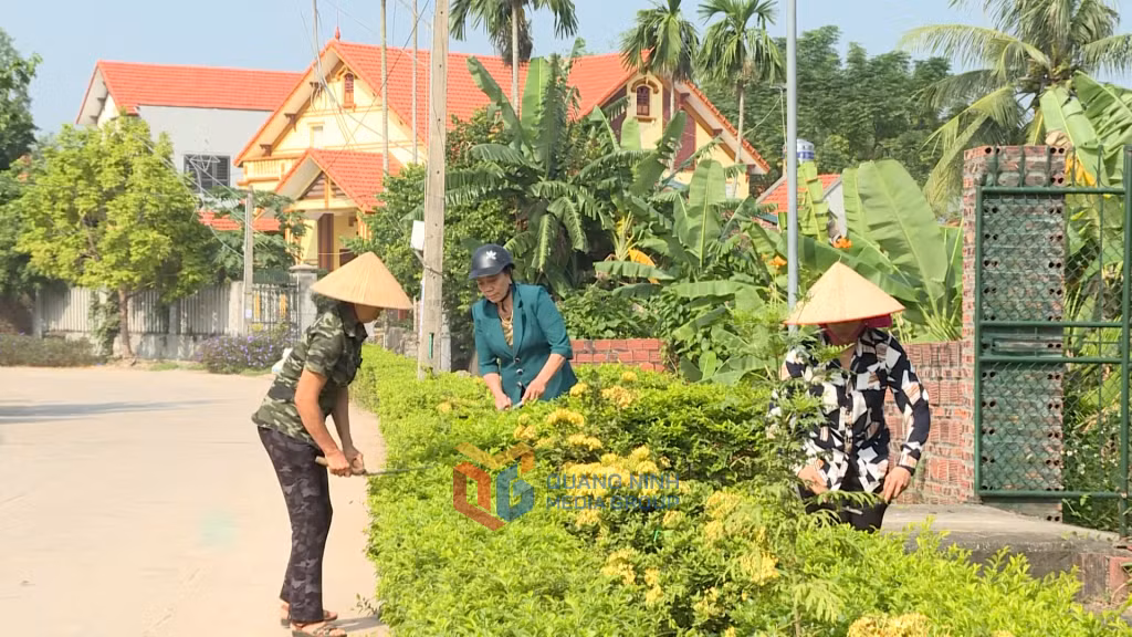 Giáo dân xã Hiệp Hòa (TX Quảng Yên) chăm sóc cây xanh, tạo cảnh quan môi trường nông thôn.
