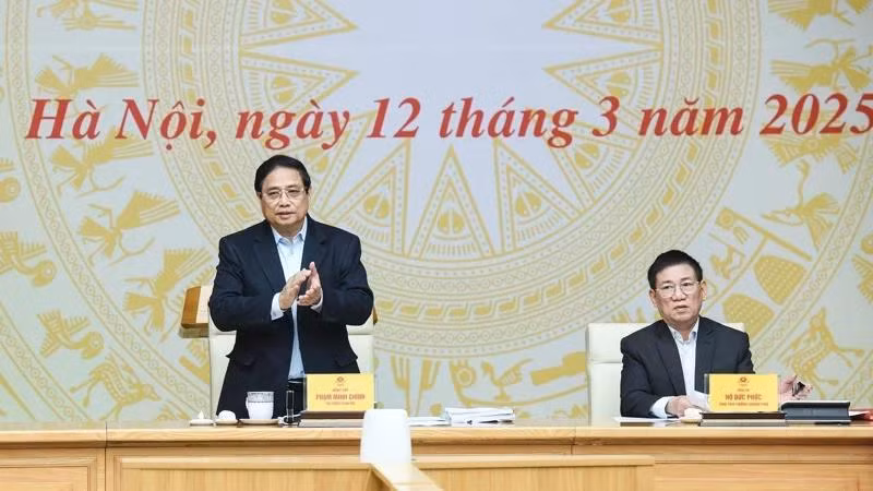 Thủ tướng Phạm Minh Chính chủ trì phiên họp lần thứ hai của Ban Chỉ đạo quốc gia về tài chính toàn diện. (Ảnh: TRẦN HẢI)