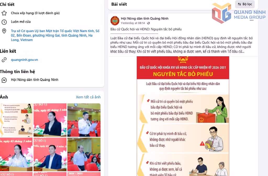 Trang mạng xã hội Facebook của HND tỉnh thường xuyên đăng tải các thông tin tuyên truyền về bầu cử để hội viên, nông dân tiếp cận.