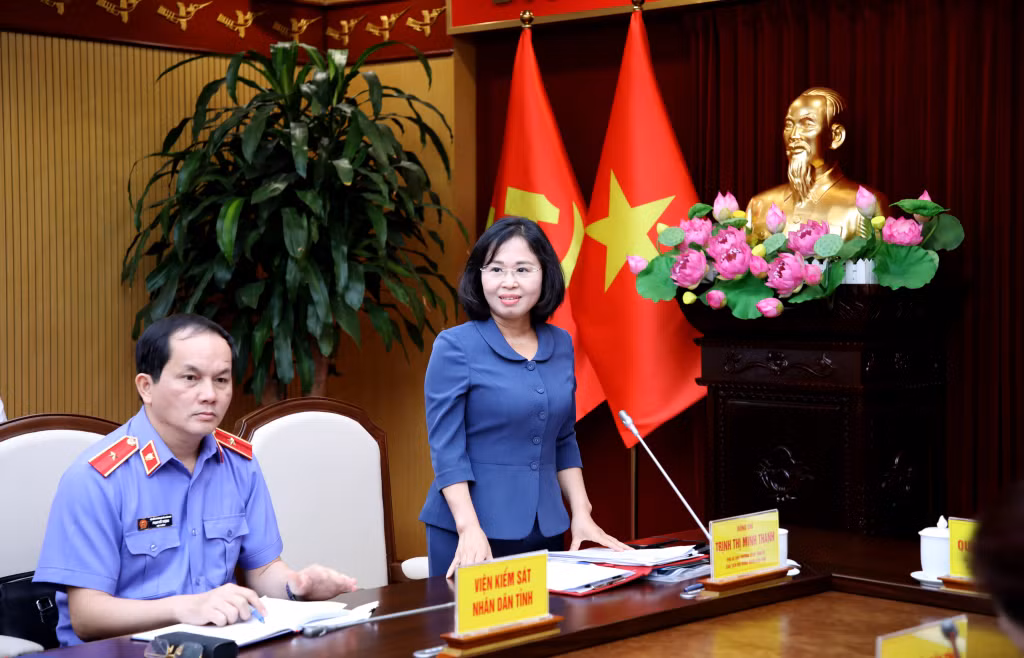 Đồng chí Trịnh Thị Minh Thanh, Phó Bí thư Thường trực Tỉnh ủy, Chủ tịch HĐND tỉnh, phát biểu tại buổi làm việc.
