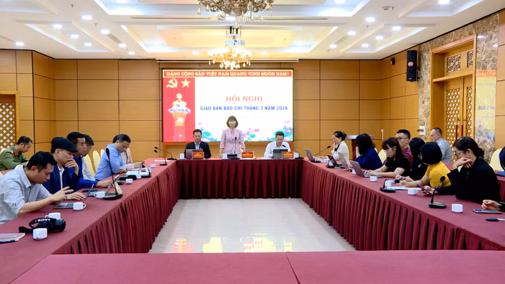 Quang cảnh hội nghị giao ban báo chí.