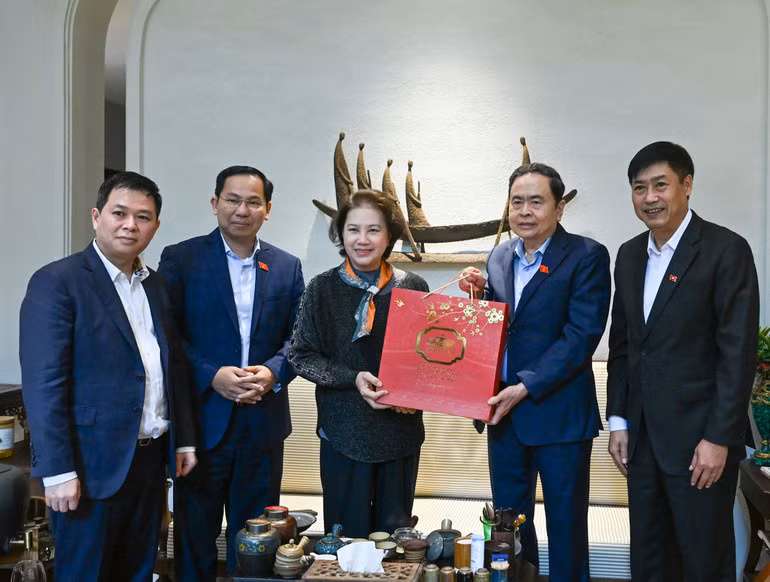 Chủ tịch Quốc hội Trần Thanh Mẫn thăm, chúc Tết nguyên Chủ tịch Quốc hội Nguyễn Thị Kim Ngân. (Ảnh: DUY LINH)