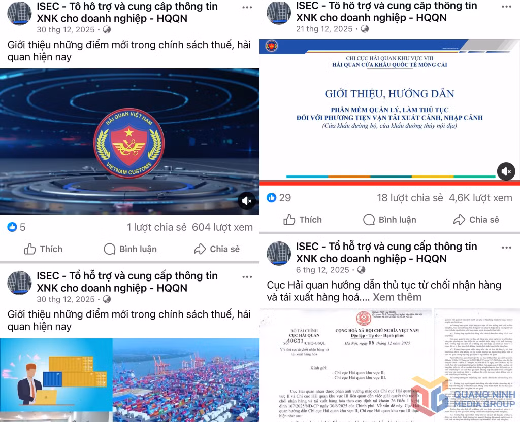 Trang fanpage của Tổ hỗ trợ, cung cấp thông tin cho doanh nghiệp (ISEC) duy trì hoạt động thường xuyên. Ảnh chụp màn hình