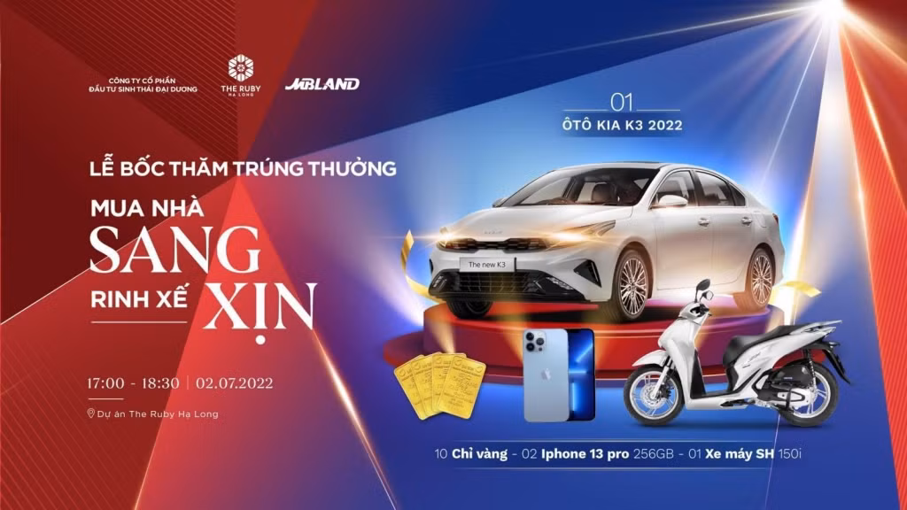 Lễ bốc thăm trúng thưởng “Mua nhà sang, rinh xế xịn” từ The Ruby Hạ Long.