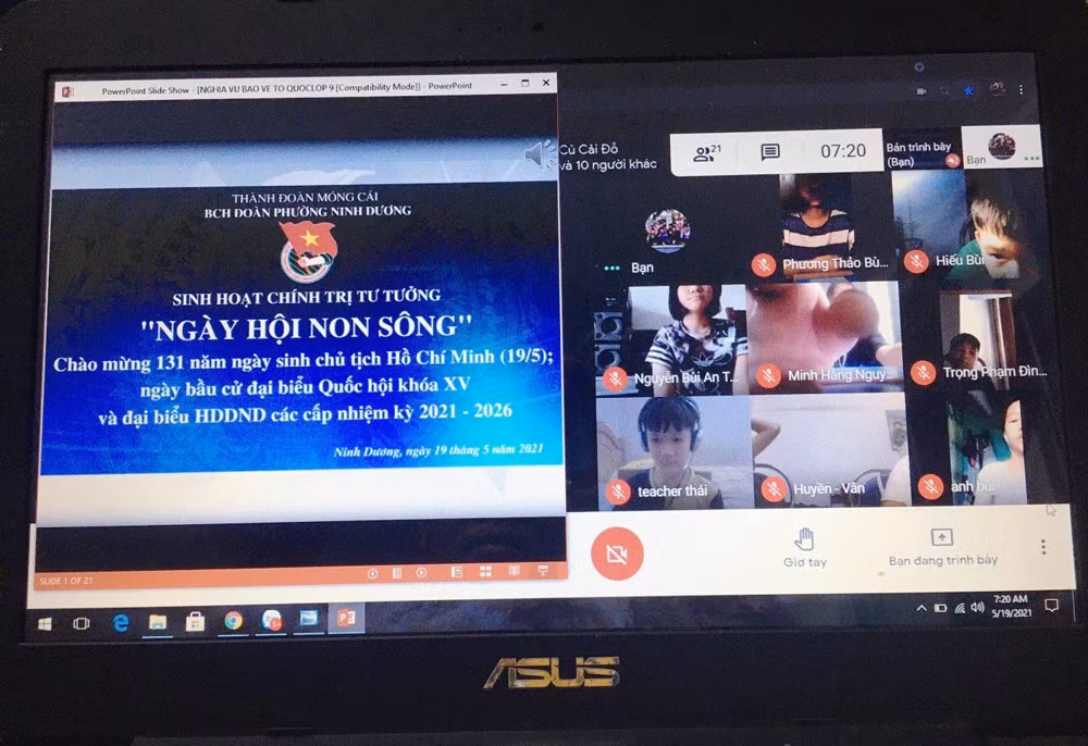 Thành Đoàn Móng Cái sinh hoạt trực tuyến với chủ đề “Ngày hội non sông” tại 45 cơ sở Đoàn đảm bảo công tác phòng chống dịch Covid - 19
