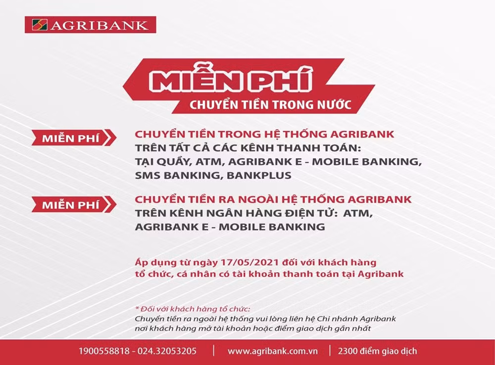 Agribank: Miễn phí giao dịch chuyển tiền trong nước ảnh 1