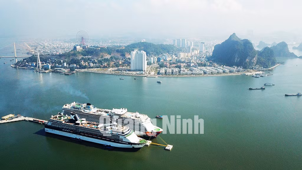Hai tàu biển cập tại Cảng tàu khách quốc tế Hạ Long ngày 26-12-2018. Ảnh: Đỗ Phương