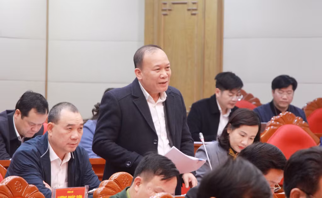 Giám đốc Sở Lao động, Thương binh và Xã hội phát biểu tham gia ý kiến tại hội nghị.