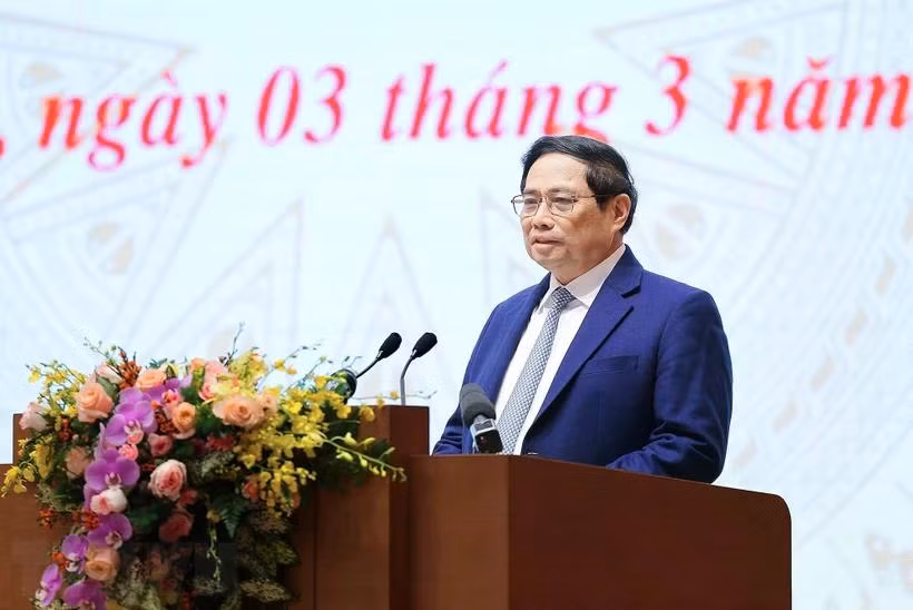 Thủ tướng Phạm Minh Chính phát biểu khai mạc Hội nghị. (Ảnh: Dương Giang/TTXVN)