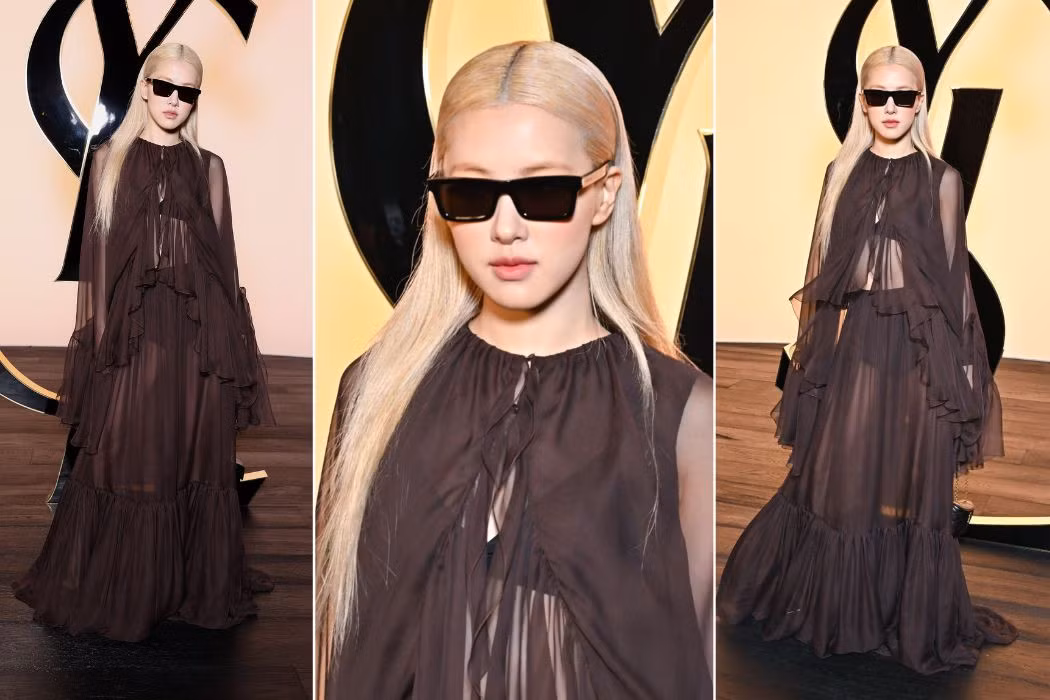 Đại sứ toàn cầu Saint Laurent, Rosé (Blackpink), nổi bật tại sự kiện. Ảnh: X