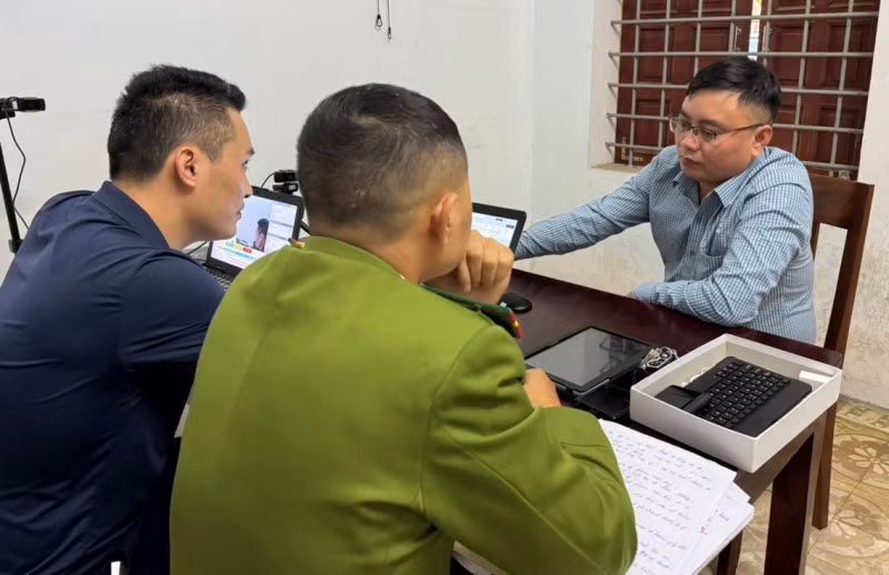 Mai Xuân Hữu tại cơ quan Công an Quảng Bình.