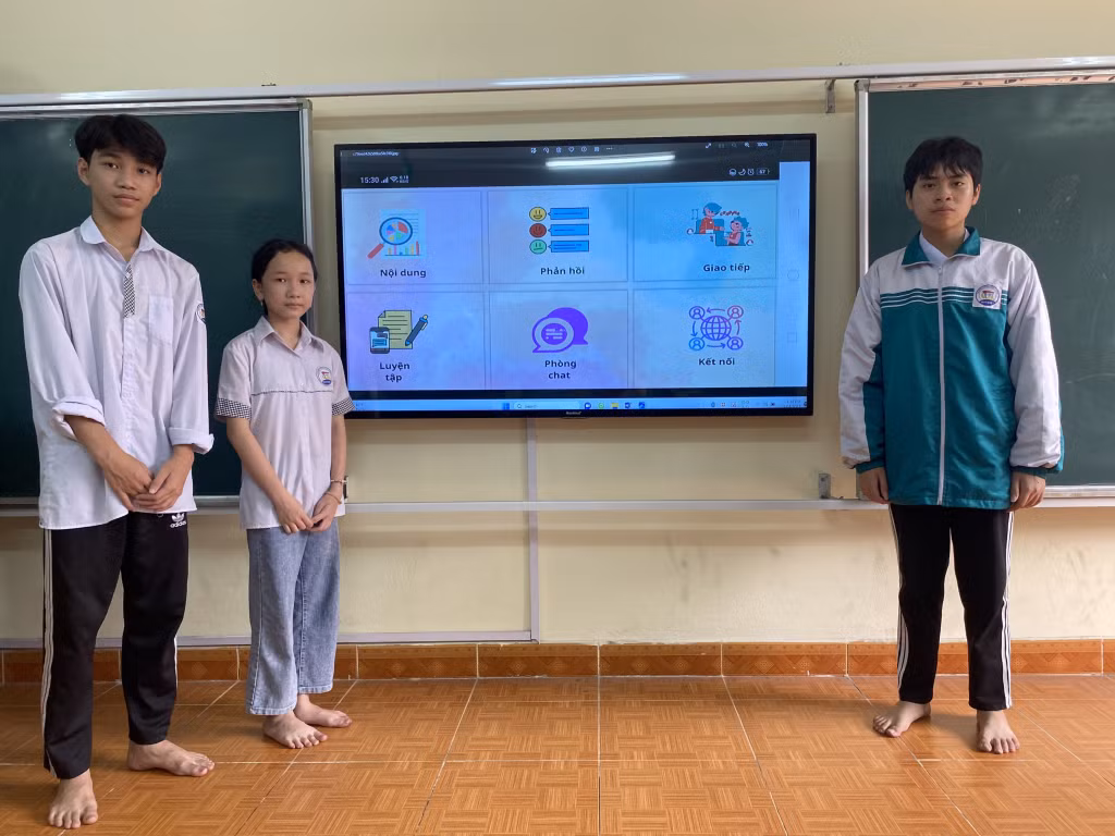 Ứng dụng "The Deaf People" của nhóm học sinh Trường THCS Mạo Khê 1 (TX Đông Triều). (Ảnh nhân vật cung cấp)