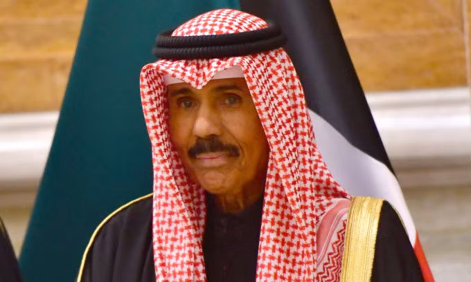 Quốc vương Nawaf al-Ahmad Al-Sabah, khi đó là Thái tử, ở sự kiện của Hội đồng hợp tác Vùng Vịnh hồi năm 2017. Ảnh: AFP