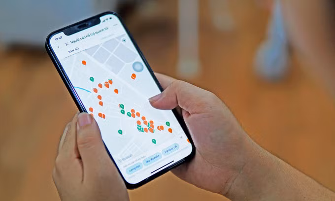 Zalo Connect hiển thị thông tin người cần hỗ trợ trên bản đồ. Ảnh: Lưu Quý