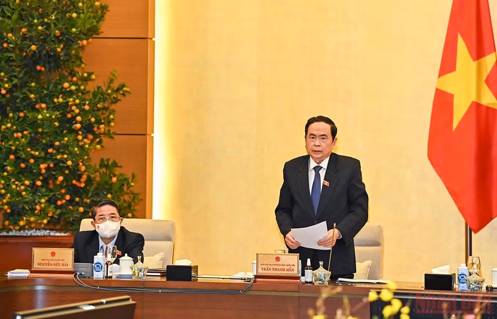 Phó Chủ tịch Thường trực Quốc hội Trần Thanh Mẫn điều hành nội dung thảo luận. (Ảnh: Duy Linh)