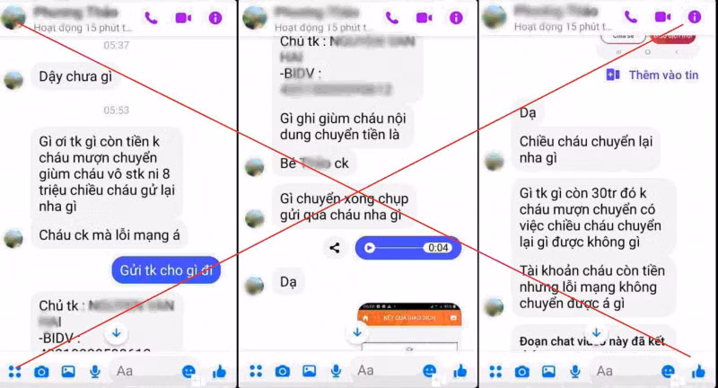 Một số tin nhắn các đối tượng dùng để lừa đảo