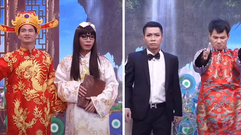 Năm 2017, cặp đôi biến hóa đa dạng với nhiều trang phục cầu kì độc đáo, được khán giả vô cùng yêu thích. "Nam Tào" Xuân Bắc có dịp thể hiện sự đá xoáy không chỉ với các Táo mà ngay cả với Bắc Đẩu. Cũng trong năm 2017, câu nói "Giá trị duy nhất của chúng mày là bố chúng mày" đã gây bão. Ảnh: VFC.
