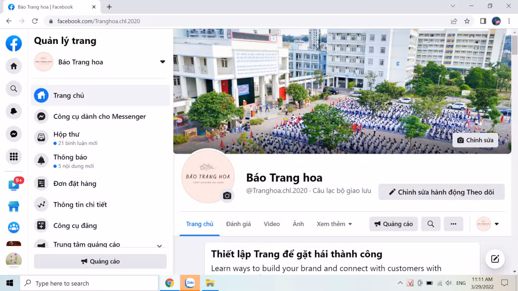 Giao diện tờ báo tường Trang Hoa trên mạng xã hội Facebook.