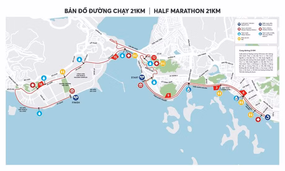 Cung đường chạy cự ly 21km của VnExpress Marathon Amazing Hạ Long 2022.