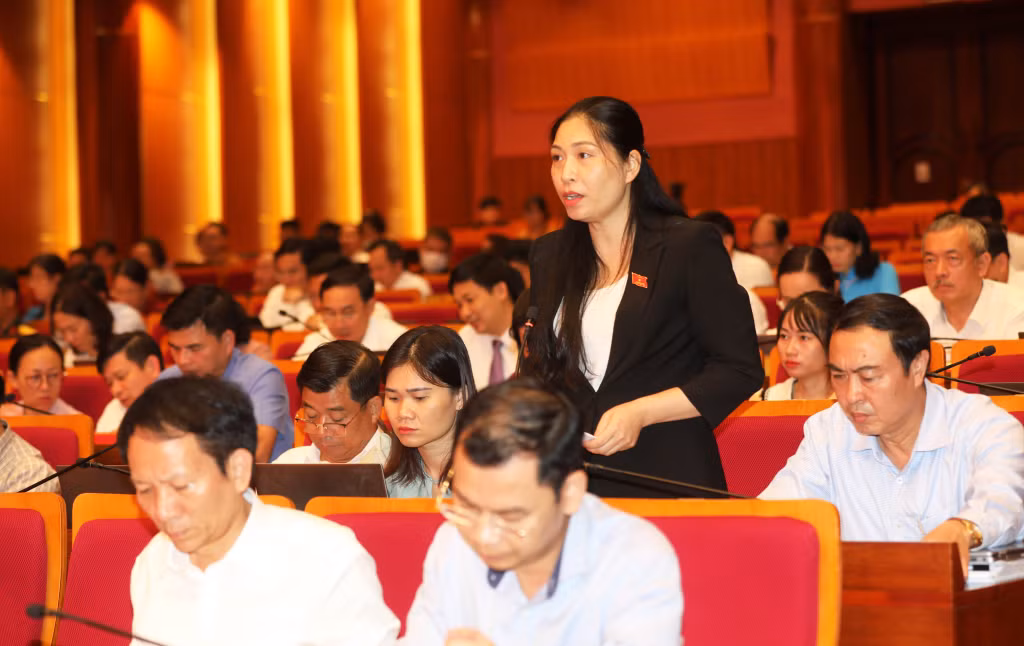 Đại biểu tham gia ý kiến thảo luận tại hội trường.