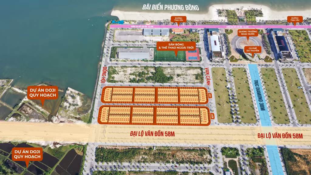 Vị trí hai block liền kề LK37, LK38 tại Phương Đông Vân Đồn