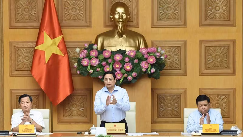 Thủ tướng Phạm Minh Chính chủ trì cuộc làm việc. (Ảnh: TRẦN HẢI)