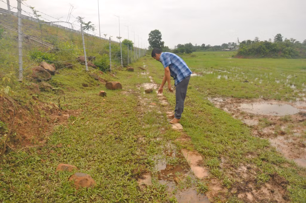 Hàng trăm mét kênh mương tại cánh đồng thôn 2, xã Quảng Nghĩa bị vùi lấp do thi công cao tốc Vân Đồn-Móng Cái