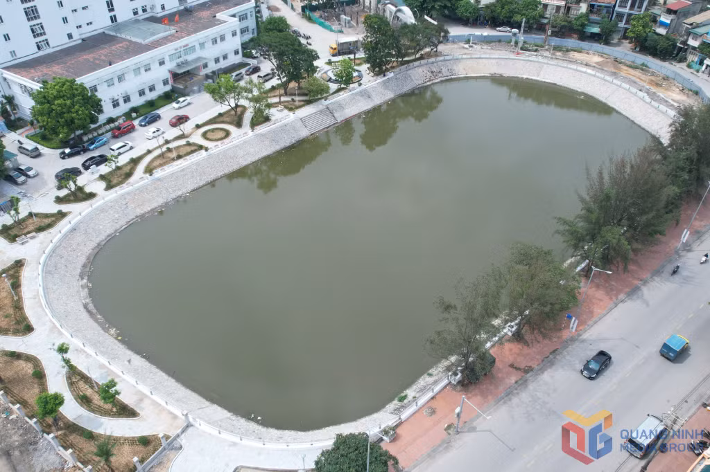 Hạng mục cải tạo hồ điều hòa đã hoàn thành.