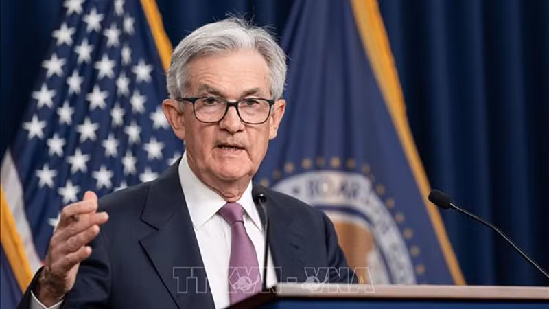 Chủ tịch FED Jerome Powell phát biểu tại cuộc họp báo ở Washington, DC, Mỹ, ngày 14/6/2023. (Ảnh tư liệu: THX/TTXVN)