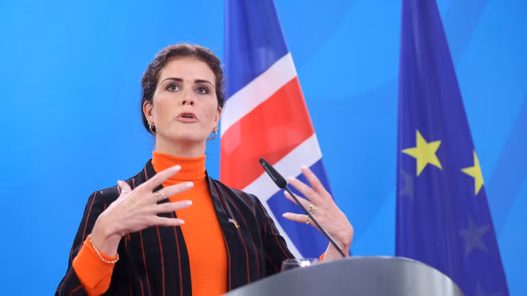 Ngoại trưởng Iceland Thordis Kolbrun Reykfjord Gylfadottir. Ảnh: AFP