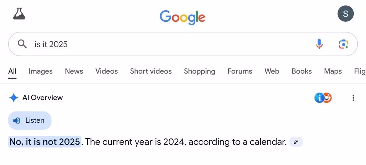 AI của Google gặp lỗi kỳ quặc: Vẫn nghĩ năm nay là... 2024 - Ảnh 2.
