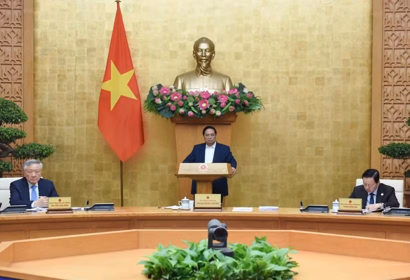 Thủ tướng Phạm Minh Chính chủ trì phiên họp Chính phủ thường kỳ tháng 5. (Ảnh: TRẦN HẢI)