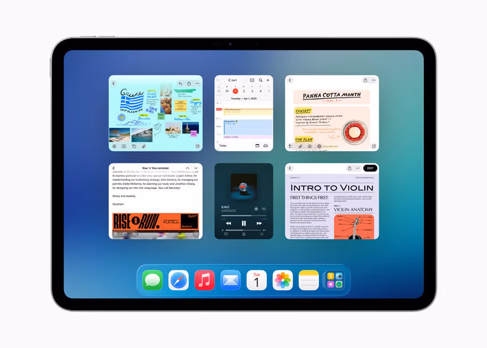 Có thể thay đổi kích thước, vị trí cửa sổ ứng dụng dễ dàng trong iPadOS 26. Ảnh: Apple