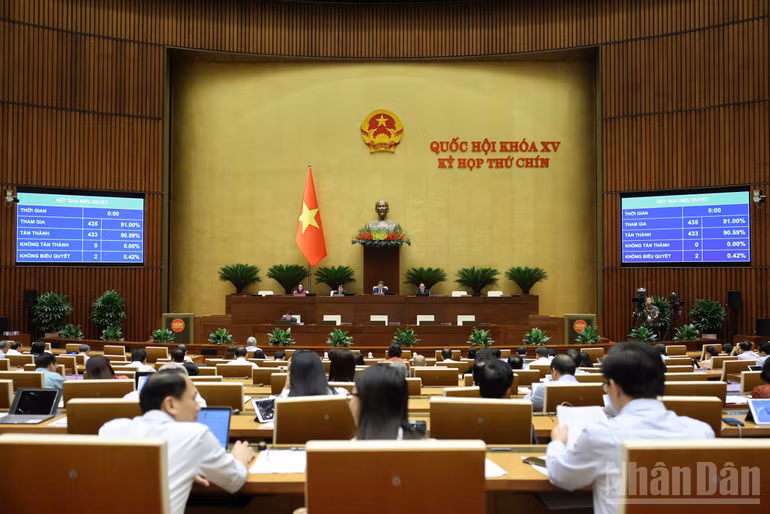 Quốc hội biểu quyết thông qua Luật Bảo vệ dữ liệu cá nhân. (Ảnh: DUY LINH)