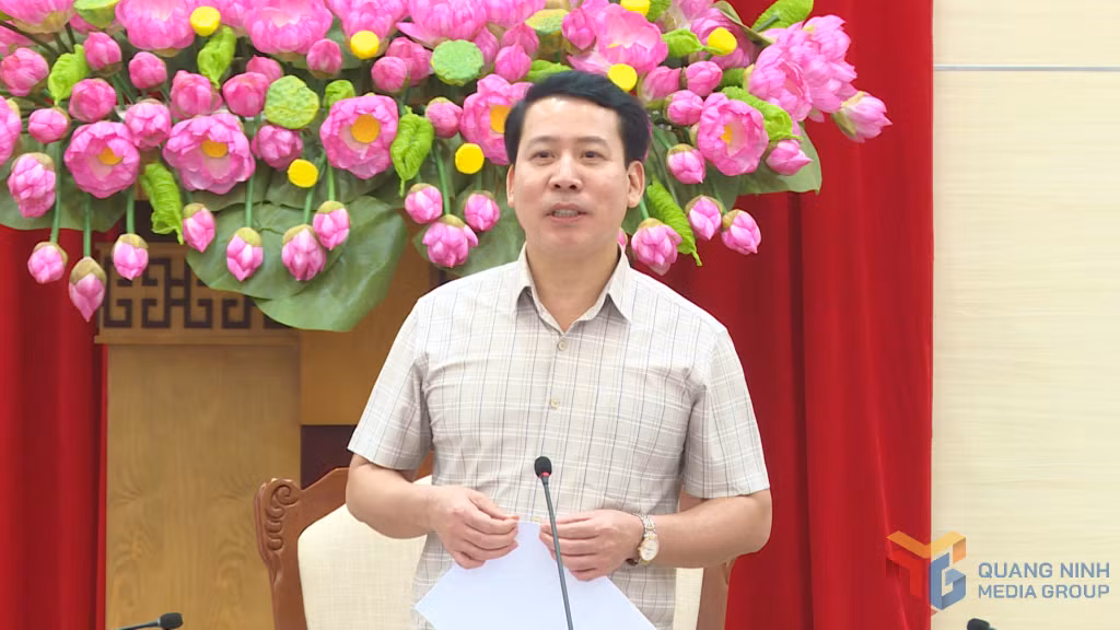 Đồng chí Trần Như Long, Phó Bí thư Đảng ủy UBND tỉnh phát biểu tại buổi làm việc. 