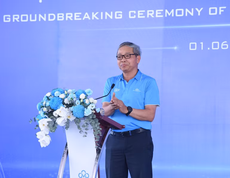 Chủ tịch Tập đoàn CMC Nguyễn Trung Chính phát biểu ý kiến tại buổi lễ (Ảnh: TRẦN HẢI).