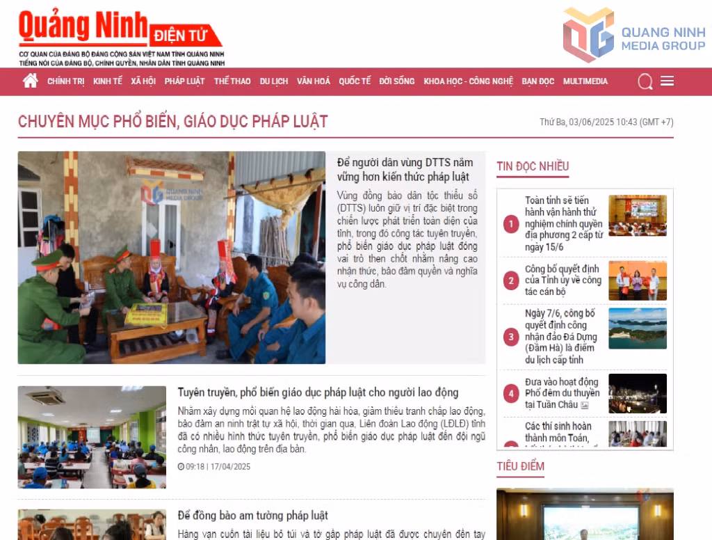 Chuyên mục phổ biến, giáo dục pháp luật trên Báo Quảng Ninh điện tử.
