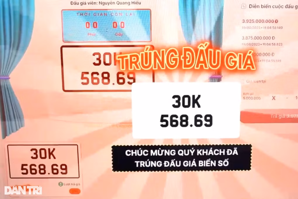 Tính đến ngày 16/11, Công ty Đấu giá hợp danh Việt Nam đã tổ chức đấu giá thành công 5.421 biển số, với tổng số tiền dự thu về ngân sách là 754 tỷ đồng (Ảnh: Chụp màn hình)..