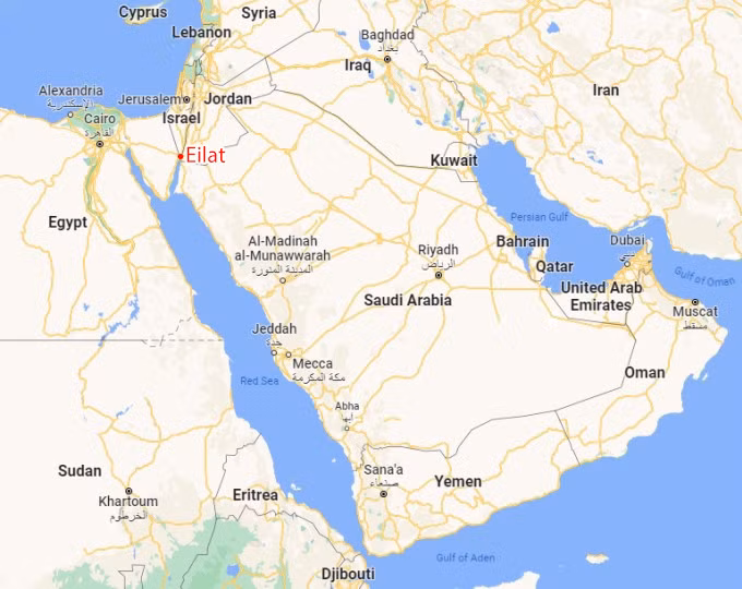 Vị trí Israel và Yemen. Đồ họa: Google Maps